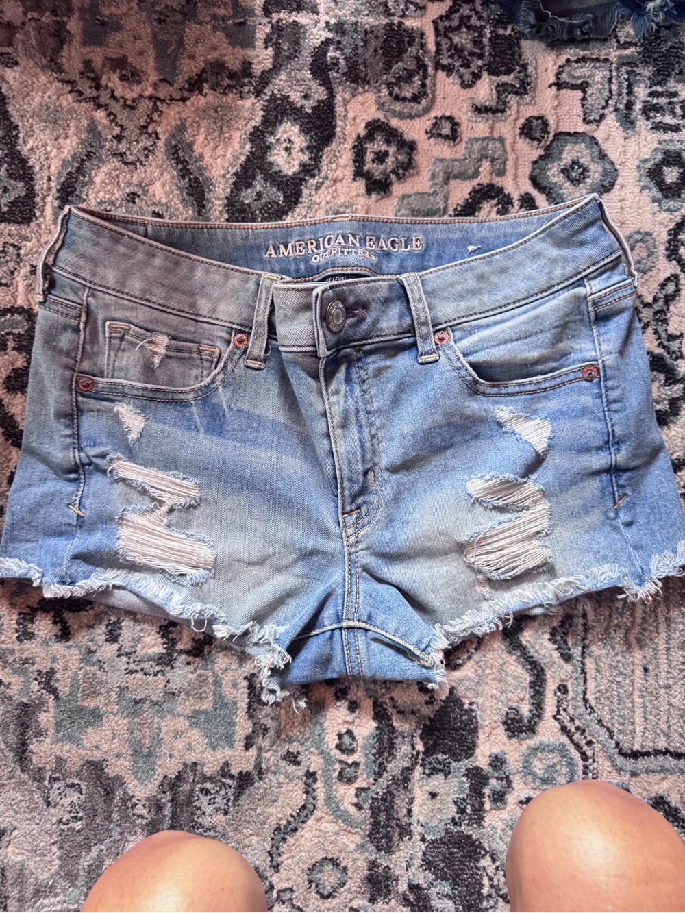 American Eagle Outfitters Light Blue Distressed Denim Cutoff Shorts